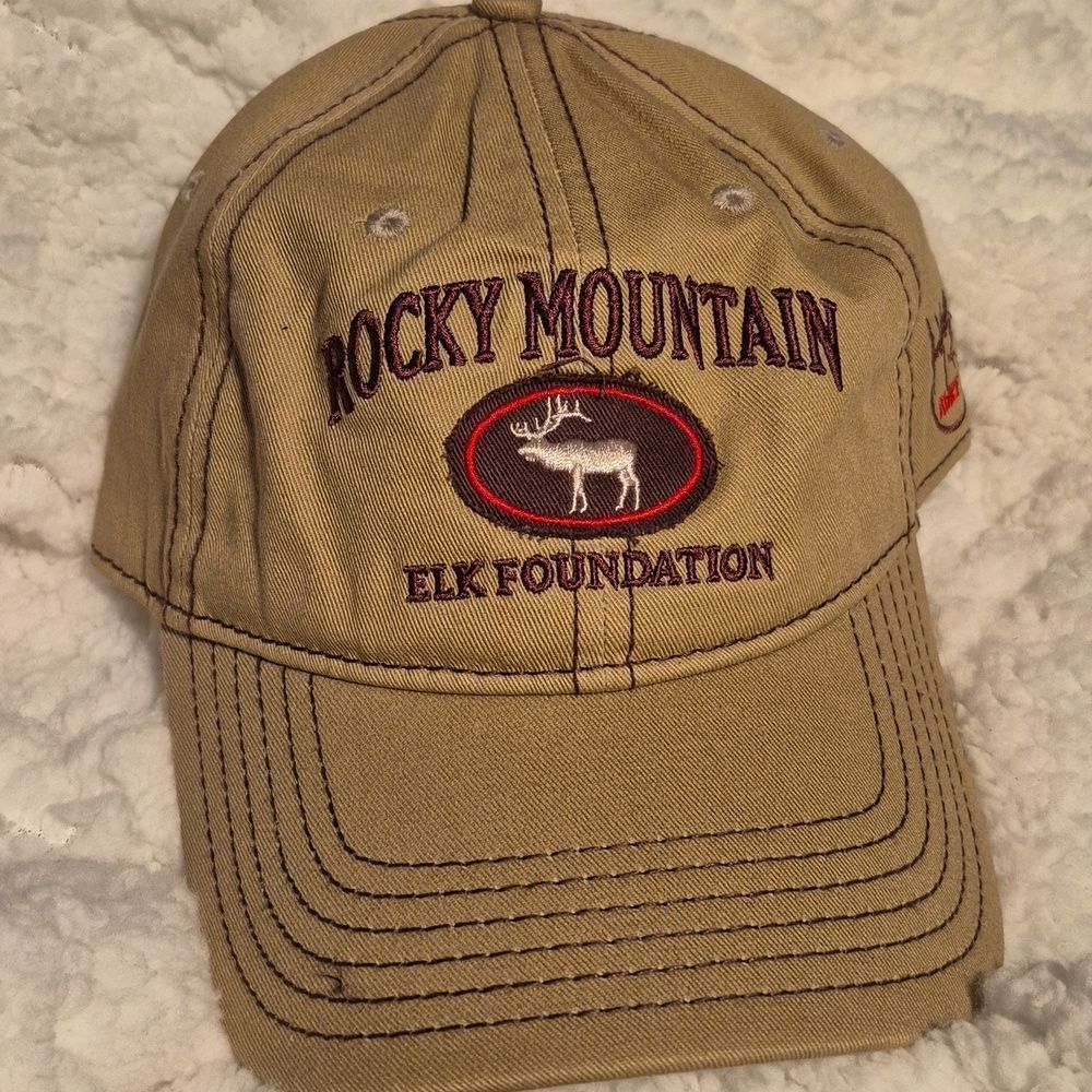 Rocky Mountain Elk Foundation Khaki Tan Velcroback Hat - New